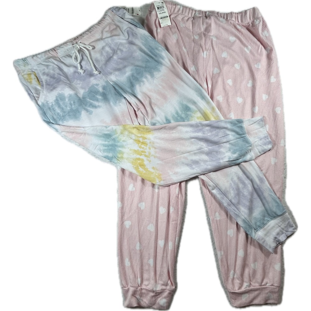 NWT Women's XL Pajama Pants Lot of 2 Sonoma Jenni Heart Tie Dye Joggers NWT